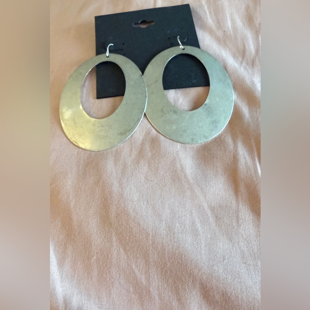 Large Silver Hoop Earrings - Picture 2 of 3